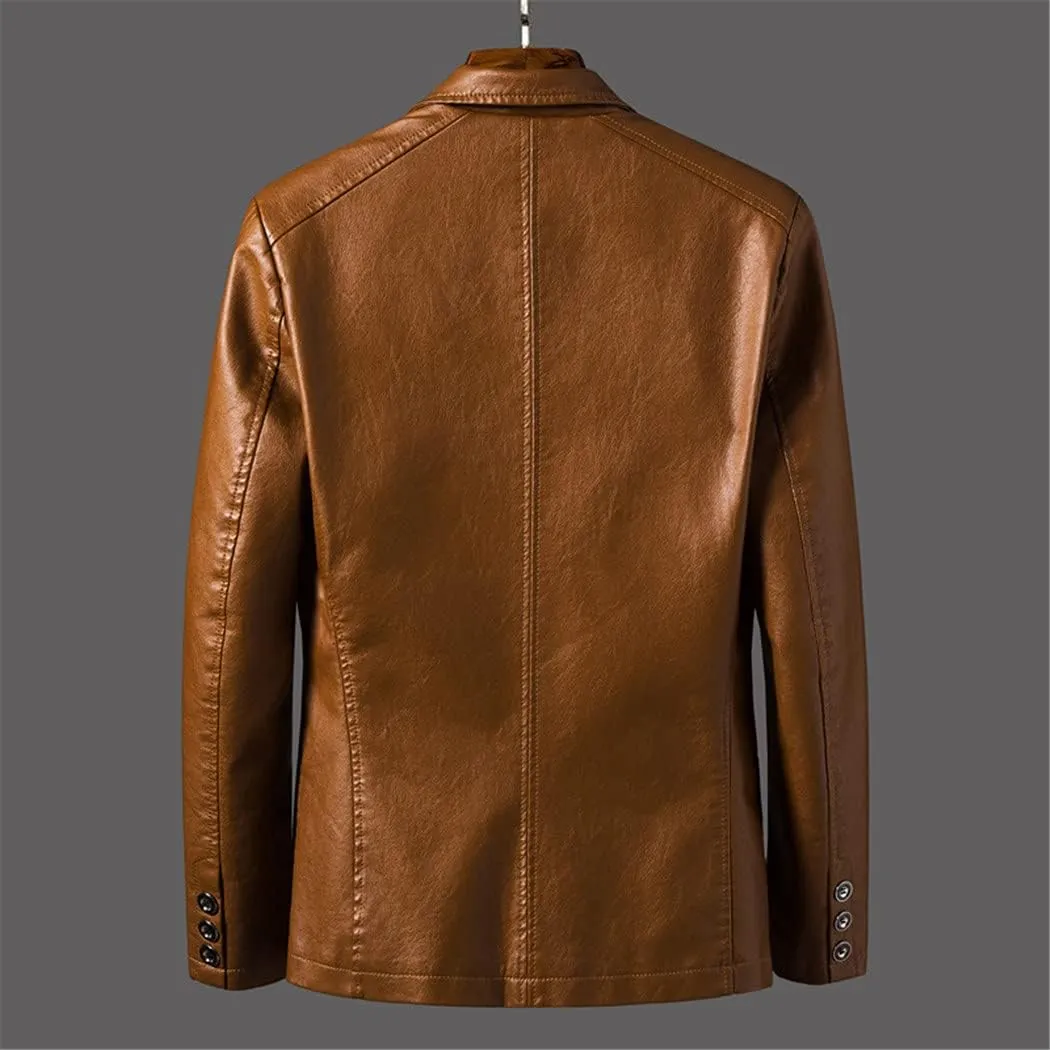 Spring PU Jackets Men Solid Color Leather Coat Casual Motorcycle Biker Leather Jacket Clothes Plus Size