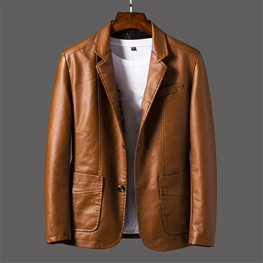 Spring PU Jackets Men Solid Color Leather Coat Casual Motorcycle Biker Leather Jacket Clothes Plus Size