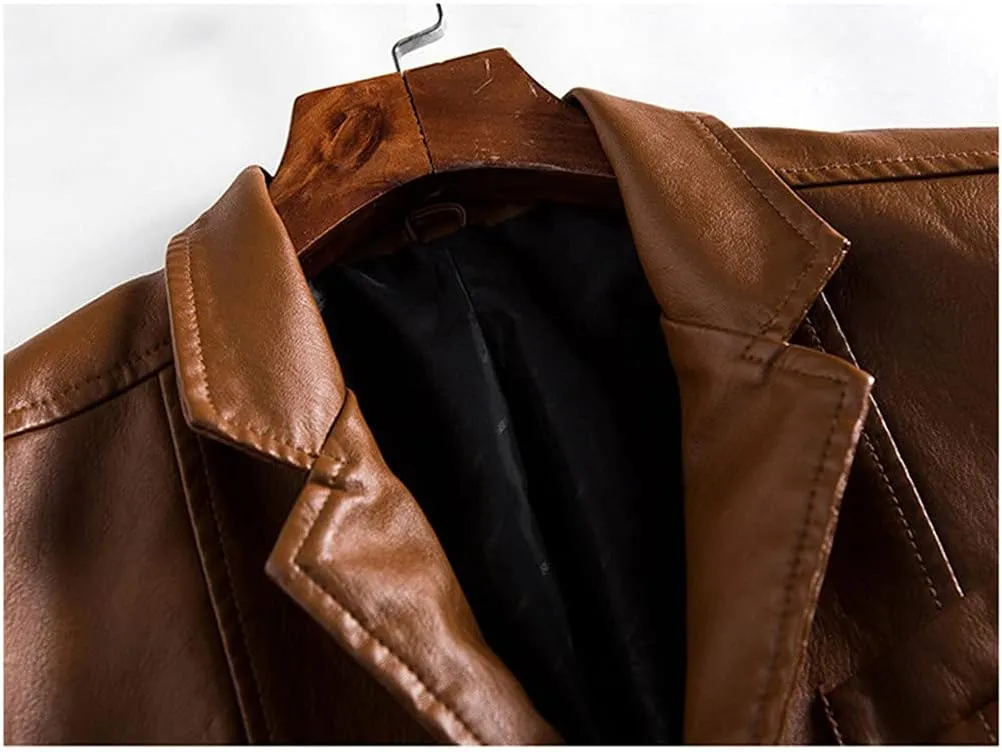 Spring PU Jackets Men Solid Color Leather Coat Casual Motorcycle Biker Leather Jacket Clothes Plus Size