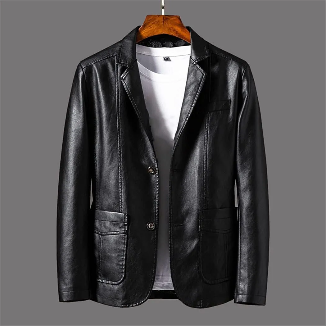 Spring PU Jackets Men Solid Color Leather Coat Casual Motorcycle Biker Leather Jacket Clothes Plus Size