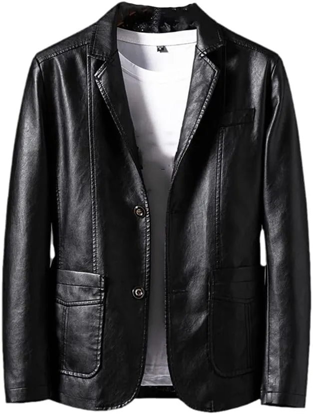 Spring PU Jackets Men Solid Color Leather Coat Casual Motorcycle Biker Leather Jacket Clothes Plus Size