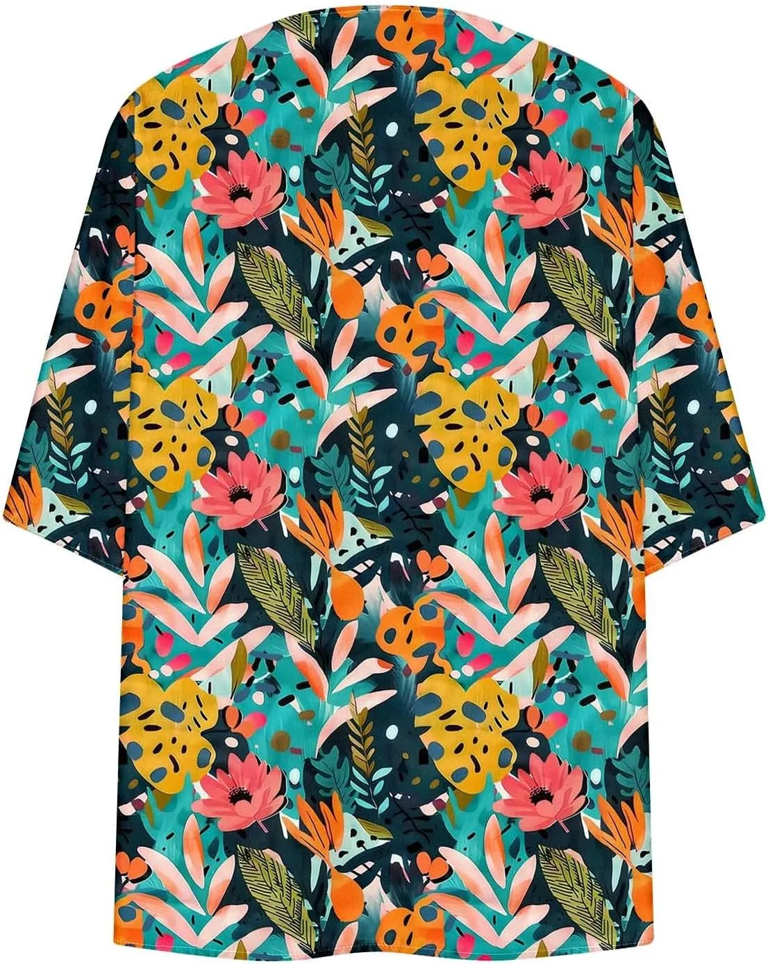 Summer Lightweight Cardigan Rash Guard for Women 3/4 Sleeve Chiffon Kimono Shrug Beach Cover Ups Floral Beach Coverup