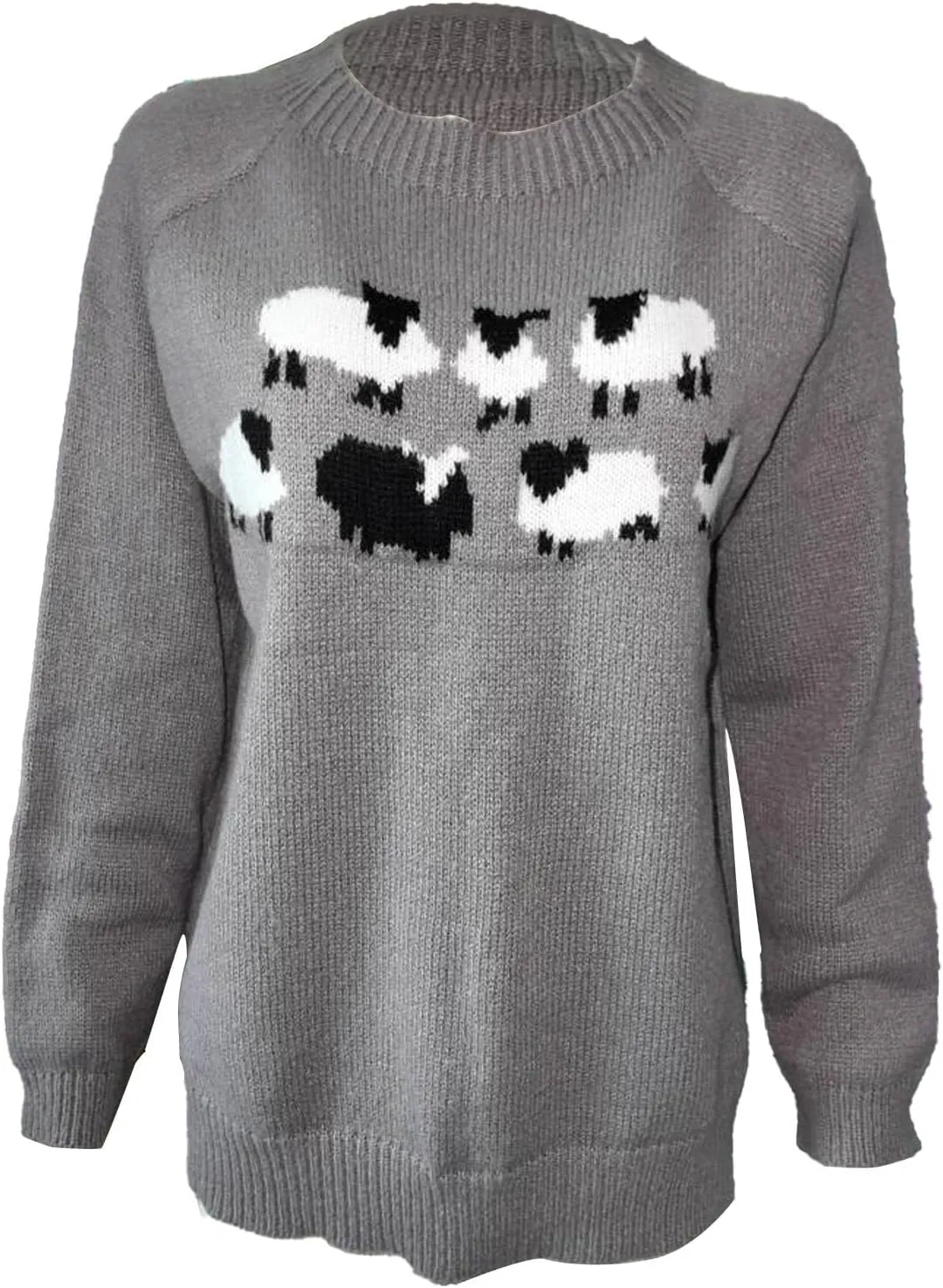 Sweater for Women Knitted Long Sleeve Sweater Tops Fair Isle Print Ugly Christmas Pullover Retro Crewneck Sweaters