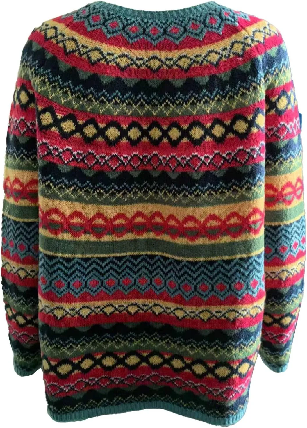 Sweater for Women Knitted Long Sleeve Sweater Tops Fair Isle Print Ugly Christmas Pullover Retro Crewneck Sweaters