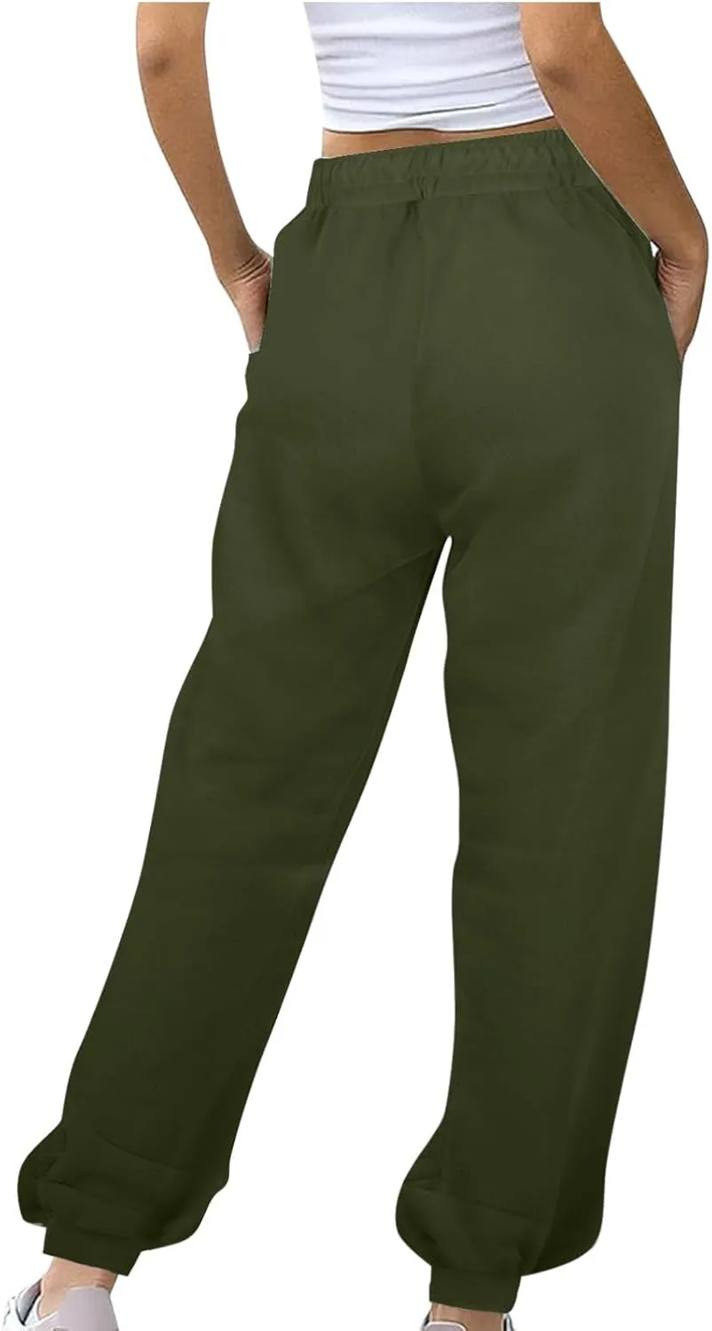 TANGNADE Womens Baggy Sweatpants Trendy Casual Joggers with Pockets Elastic Ankle Pants Lounge Winter Clothes Outfits