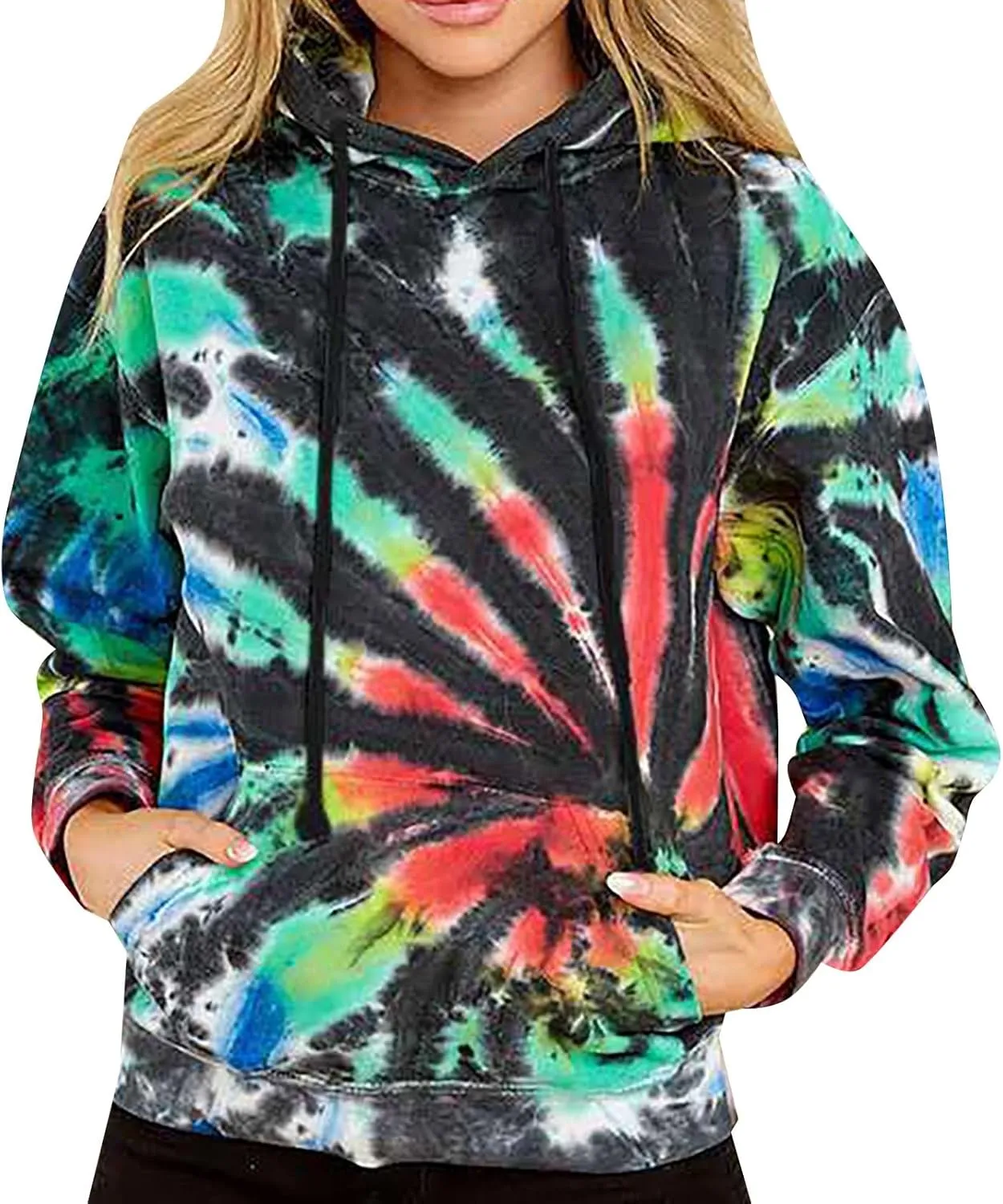 Tie Dye Hoodie Man Woman Pullover Cropped Hoodies with Pocket Sweaters Fall Outfits Winter Clothes