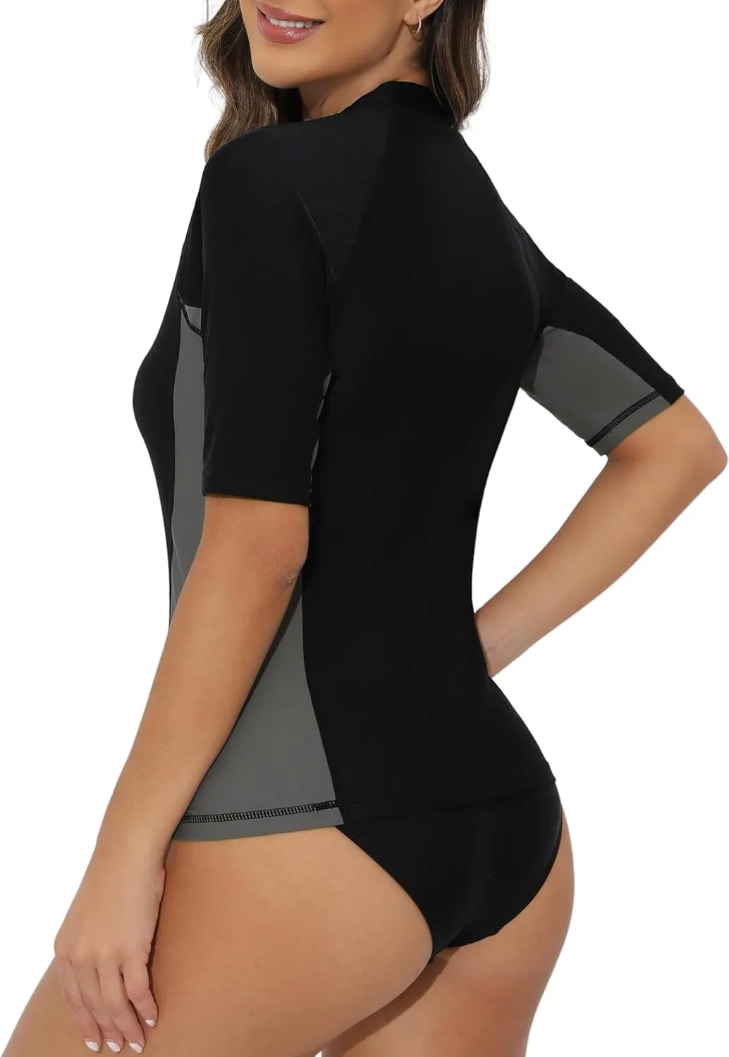 Tournesol Women Swim Shirt Short Sleeve Rash Guard SPF & UV Protection Rashguard Tops Round Neck Bathing Suit Top