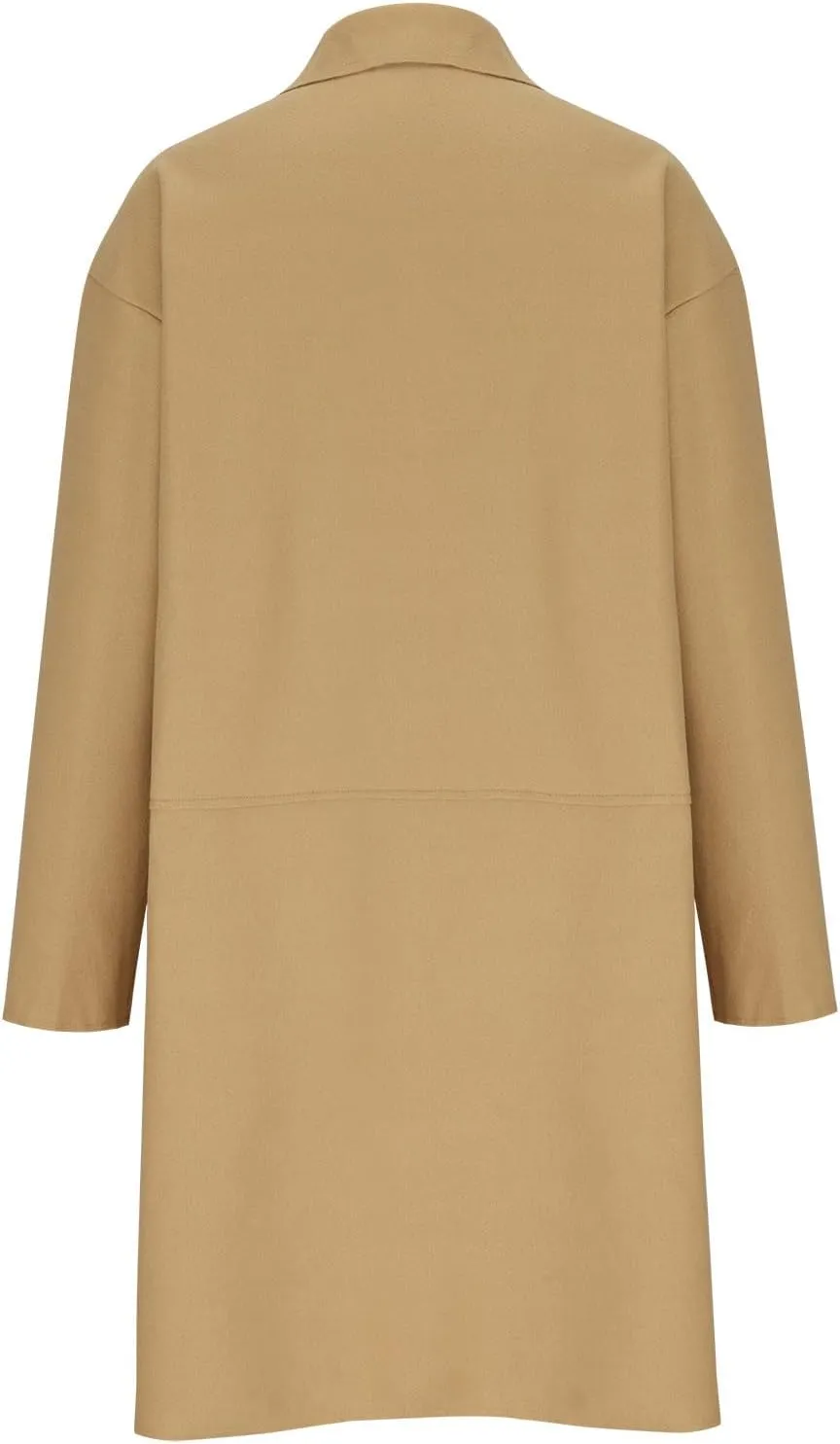 Trench Coats for Women Long Open Front Oversized Knitted Sweater Coat Classic Lapel Overcoat Windproof Jackets