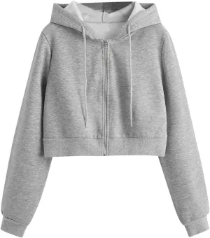 TUNUSKAT Womens Sexy Cropped Hoodies Zip Up Fleece Lined Fall Winter Jacket Short Hooded Sweatshirt Cardigan Girls Y2k Tops