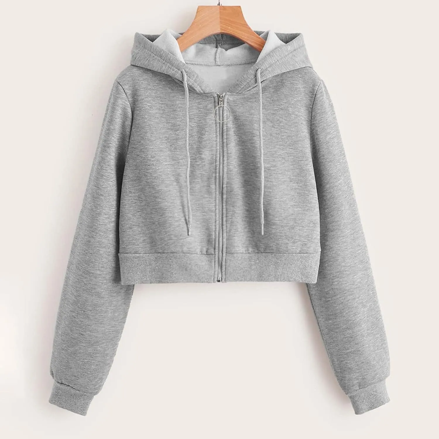 TUNUSKAT Womens Sexy Cropped Hoodies Zip Up Fleece Lined Fall Winter Jacket Short Hooded Sweatshirt Cardigan Girls Y2k Tops
