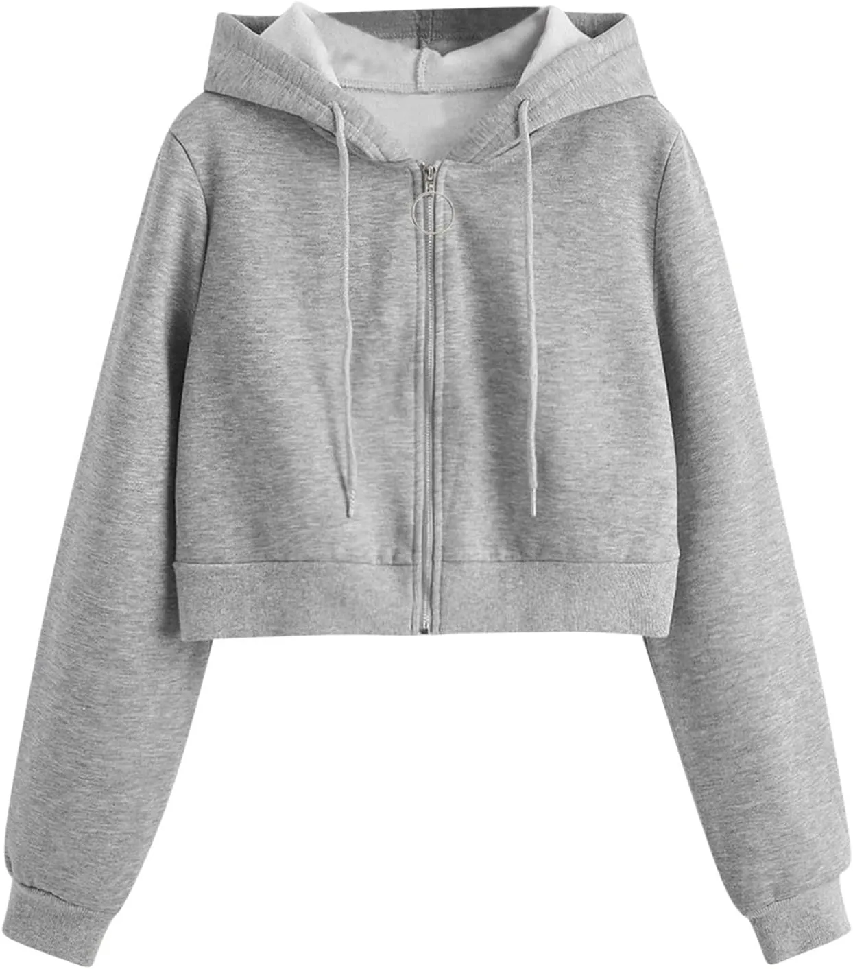 TUNUSKAT Womens Sexy Cropped Hoodies Zip Up Fleece Lined Fall Winter Jacket Short Hooded Sweatshirt Cardigan Girls Y2k Tops