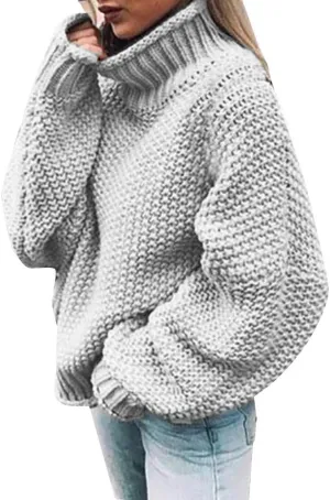 Turtleneck Sweater for Women Chunky Pullover Sweater Oversized Vintage Knit Sweater Winter Casual Jumper Tunic Top