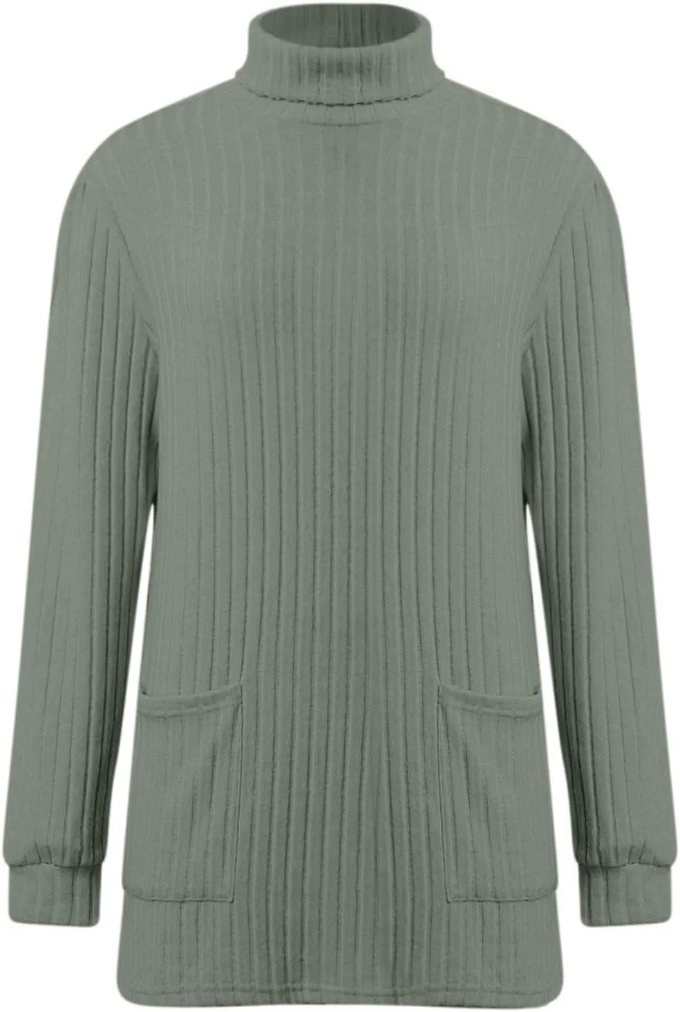 Turtleneck Sweaters for Women Long Sleeve Oversized Sweater with Pockets Loose Chunky Warm Pullover Sweater Top