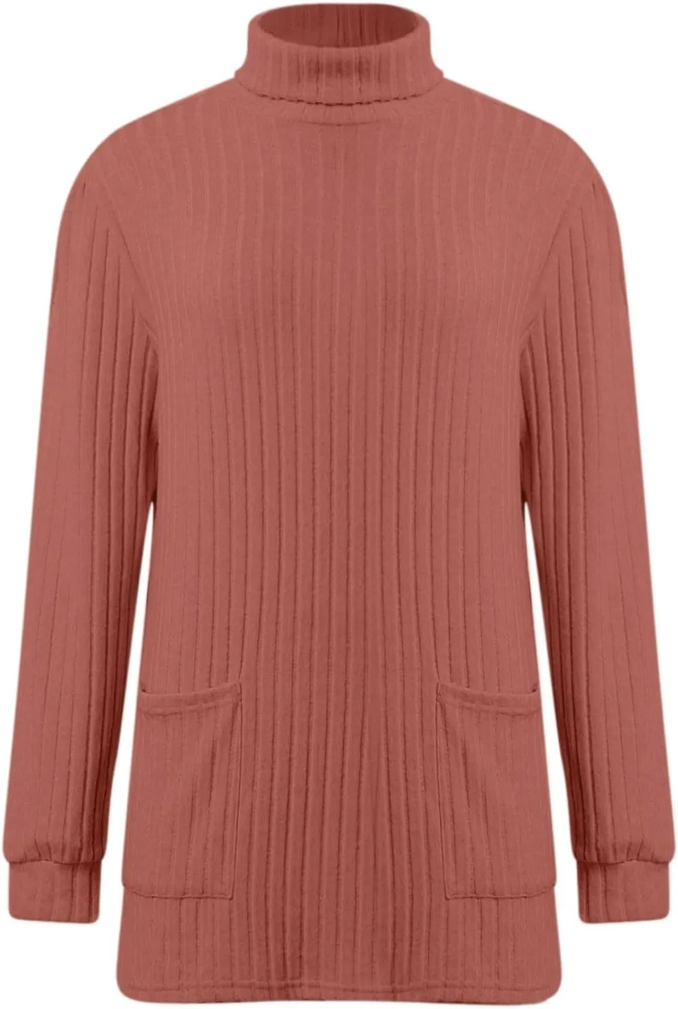 Turtleneck Sweaters for Women Long Sleeve Oversized Sweater with Pockets Loose Chunky Warm Pullover Sweater Top