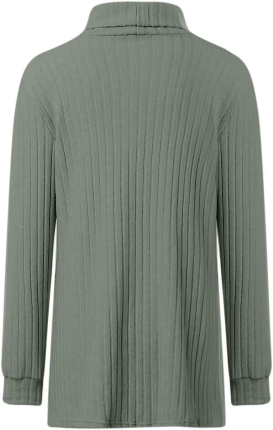 Turtleneck Sweaters for Women Long Sleeve Oversized Sweater with Pockets Loose Chunky Warm Pullover Sweater Top