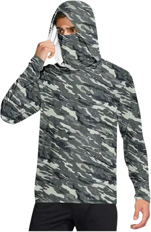 UPF 50  Fishing Shirts for Men Long Sleeve UV Sun Protection Hoodie Camo Tops Outdoor Hiking Running Swim Rash Guard