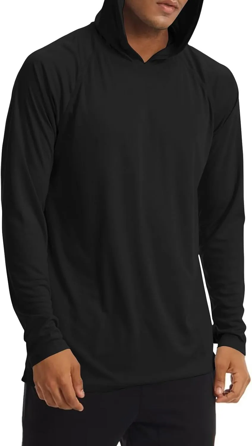 UPF 50  Sun Protection Hoodie For Men Long Sleeve SPF Fishing Hiking Running Rash Guard Shirts Summer Lightweight
