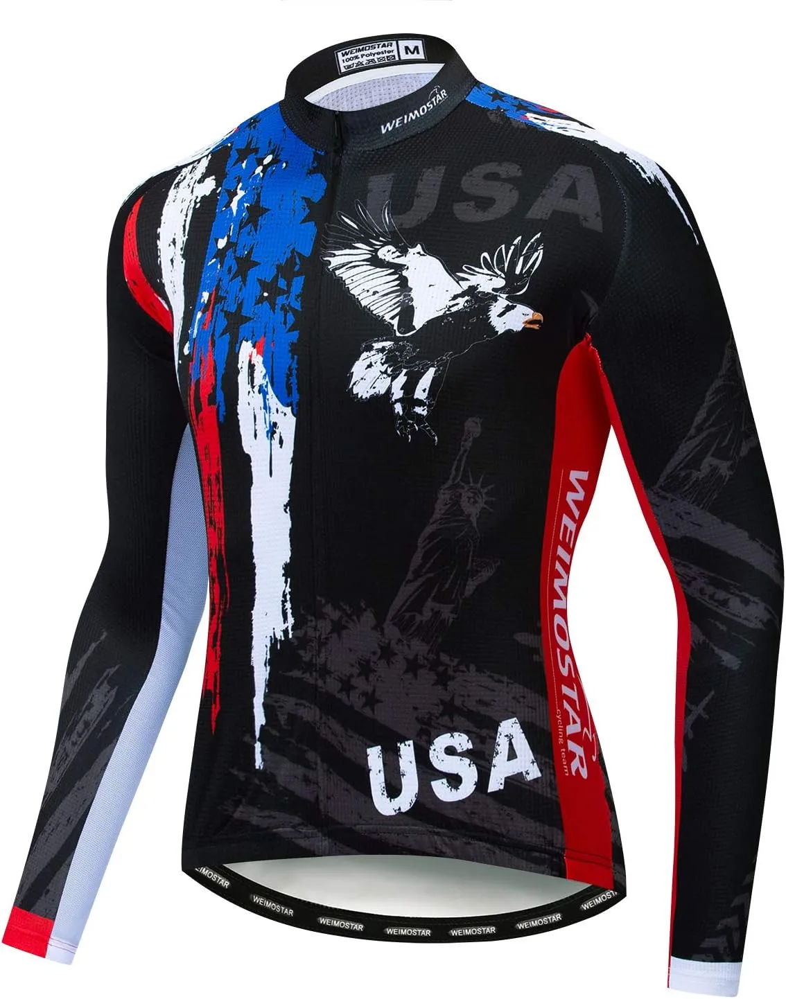Weimostar Men's Cycling Jersey Long Sleeve Bike Shirt Pockets Full Zipper Reflective
