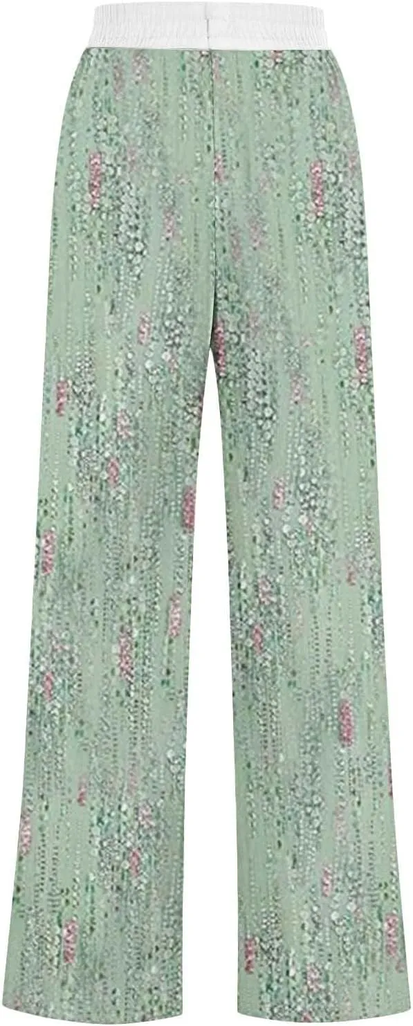 Wide Leg Baggy Pants Fashion Lacing Solid Color Waist Waist Wide Leg Casual Pants Fleece Joggers Womens Wide Leg