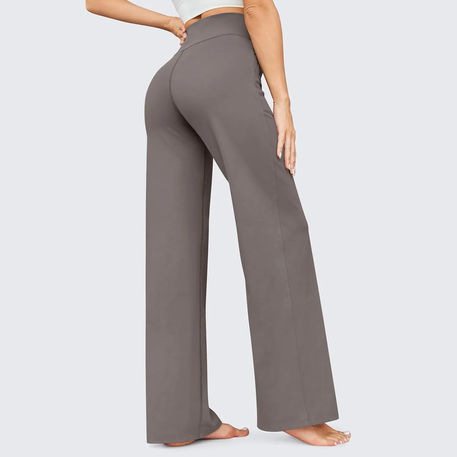 Wide Leg Yoga Pants with Pockets for Women Soft Stretch Lounge Pants High Waisted Straight Leg Flare Yoga Sweatpants