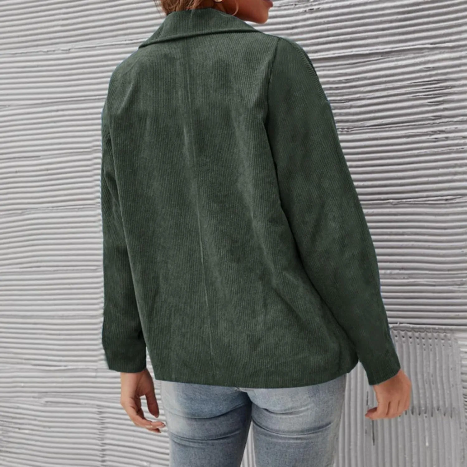 Women Lapel Corduroy Blazer 2024 Fashion Fall Winter Chunky Warm Jacket Cozy Work Office Long Sleeve Oversize Outwear