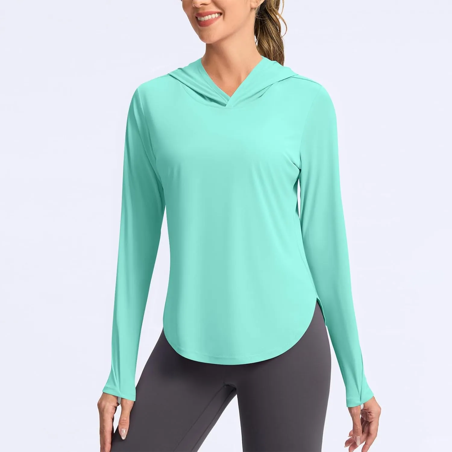 Women Long Sleeve UPF 50  Performance Shirts with Hooded Cooling Summer Clothing for Outdoor Hiking Camping Fishing