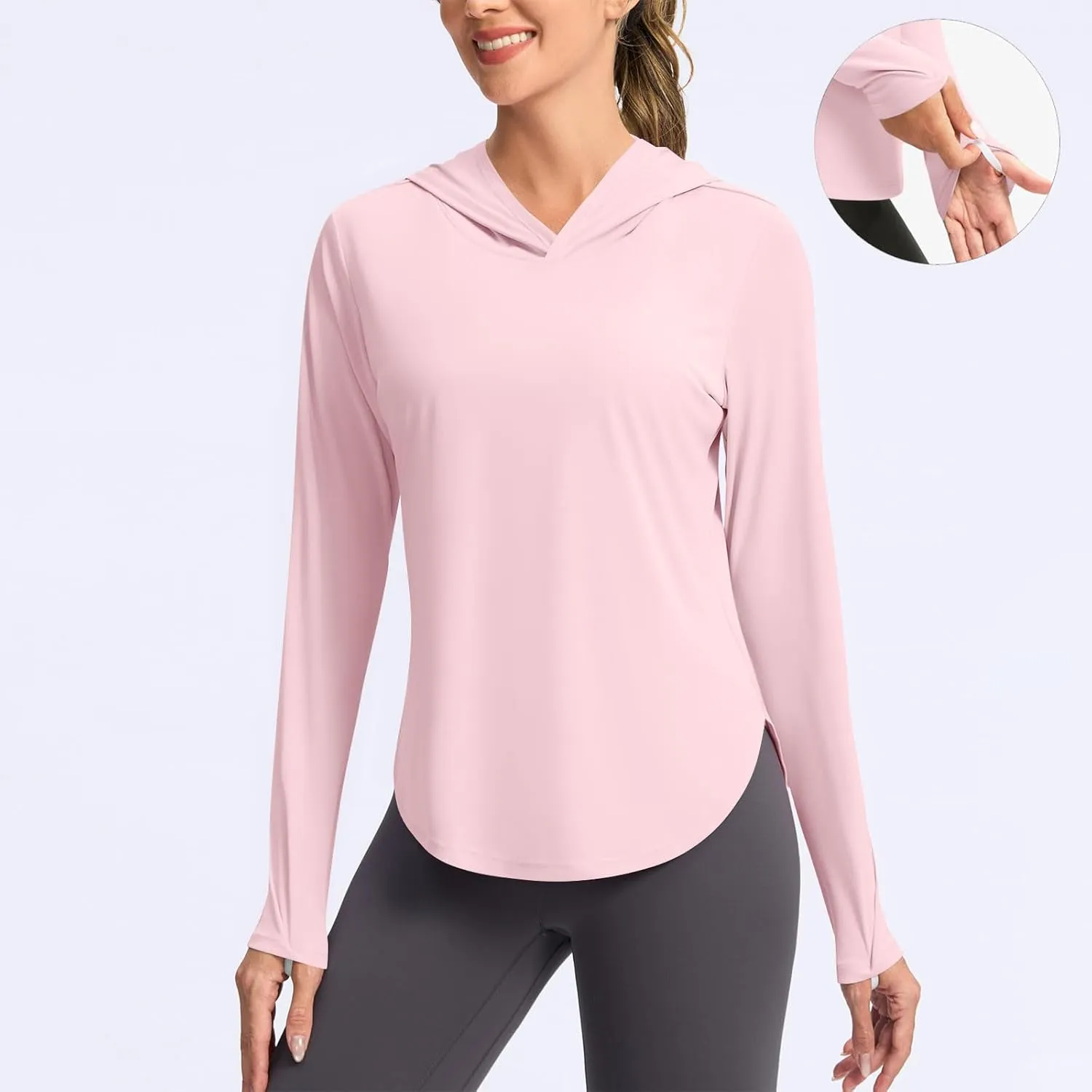 Women Long Sleeve UPF 50  Performance Shirts with Hooded Cooling Summer Clothing for Outdoor Hiking Camping Fishing