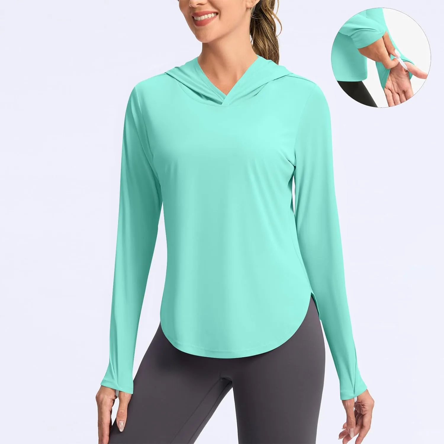 Women Long Sleeve UPF 50  Performance Shirts with Hooded Cooling Summer Clothing for Outdoor Hiking Camping Fishing