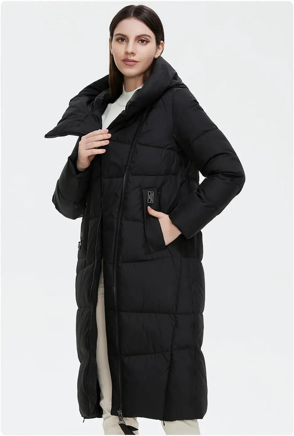 Women Long Thick Down Jacket Winter Hooded Puffer Warm Cotton Parka Coat With Pockets