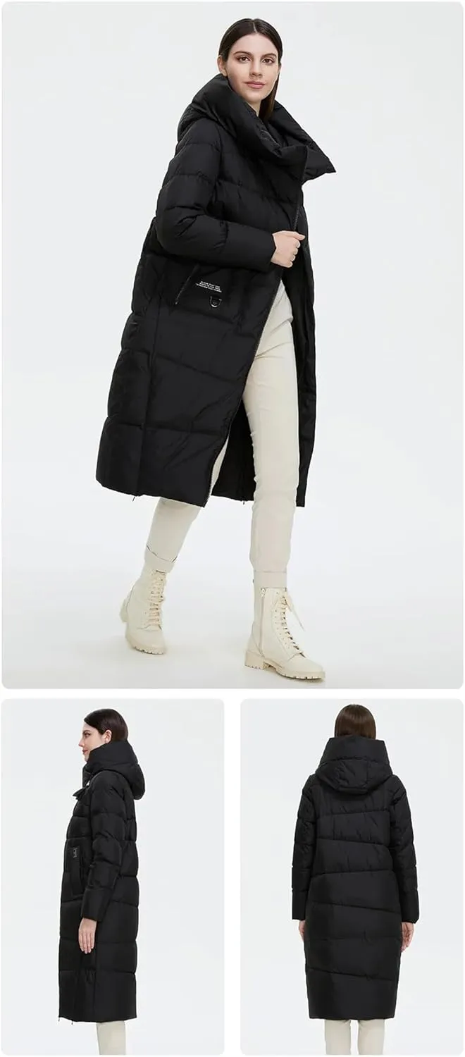 Women Long Thick Down Jacket Winter Hooded Puffer Warm Cotton Parka Coat With Pockets