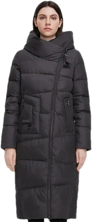Women Long Thick Down Jacket Winter Hooded Puffer Warm Cotton Parka Coat With Pockets