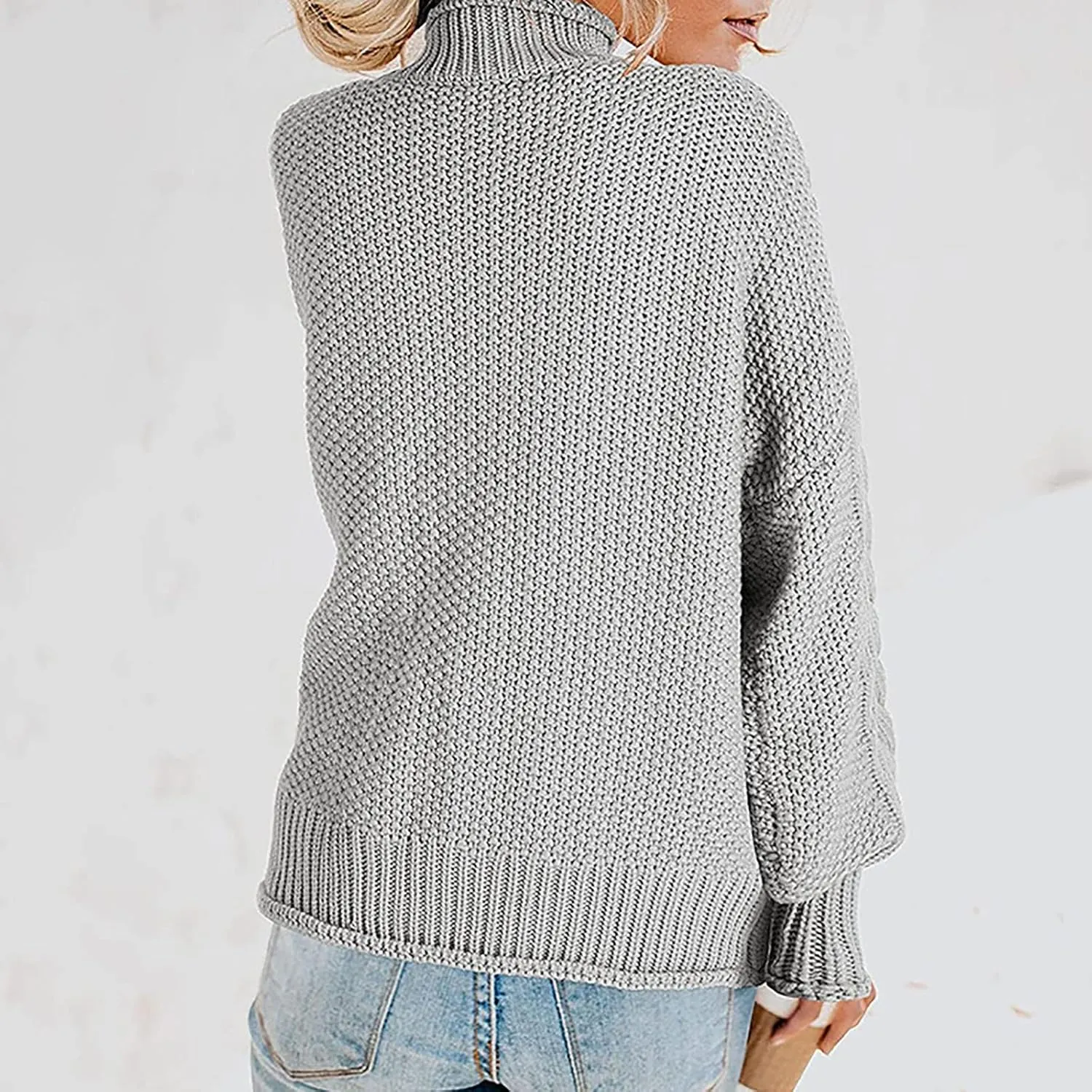 Women Oversized Sweater Turtle Neck Dressy Knit Sweater Pullover Tops Chunky Long Sleeve Y2K Sweater Blouse for Fall