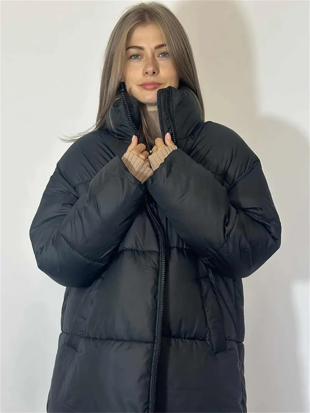 Women Warm Thick Oversize Maxi-Long Puffer Jacket Windbreaker Winter Snow Pocket Parka Down Coats