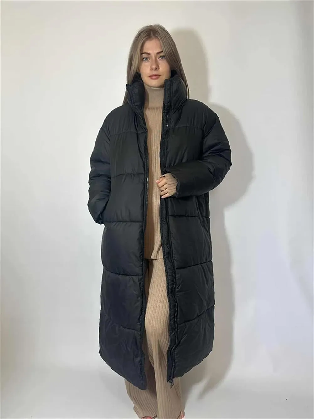 Women Warm Thick Oversize Maxi-Long Puffer Jacket Windbreaker Winter Snow Pocket Parka Down Coats