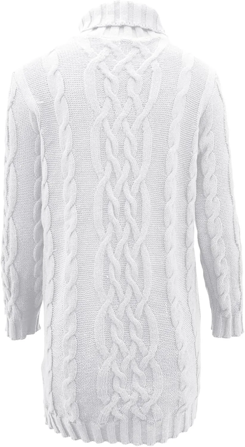Womens Cable Knit Sweater Dress Turtleneck Long Sleeve Pullover Jumper Dresses Slim Fit Chunky Sweaters Fall Winter