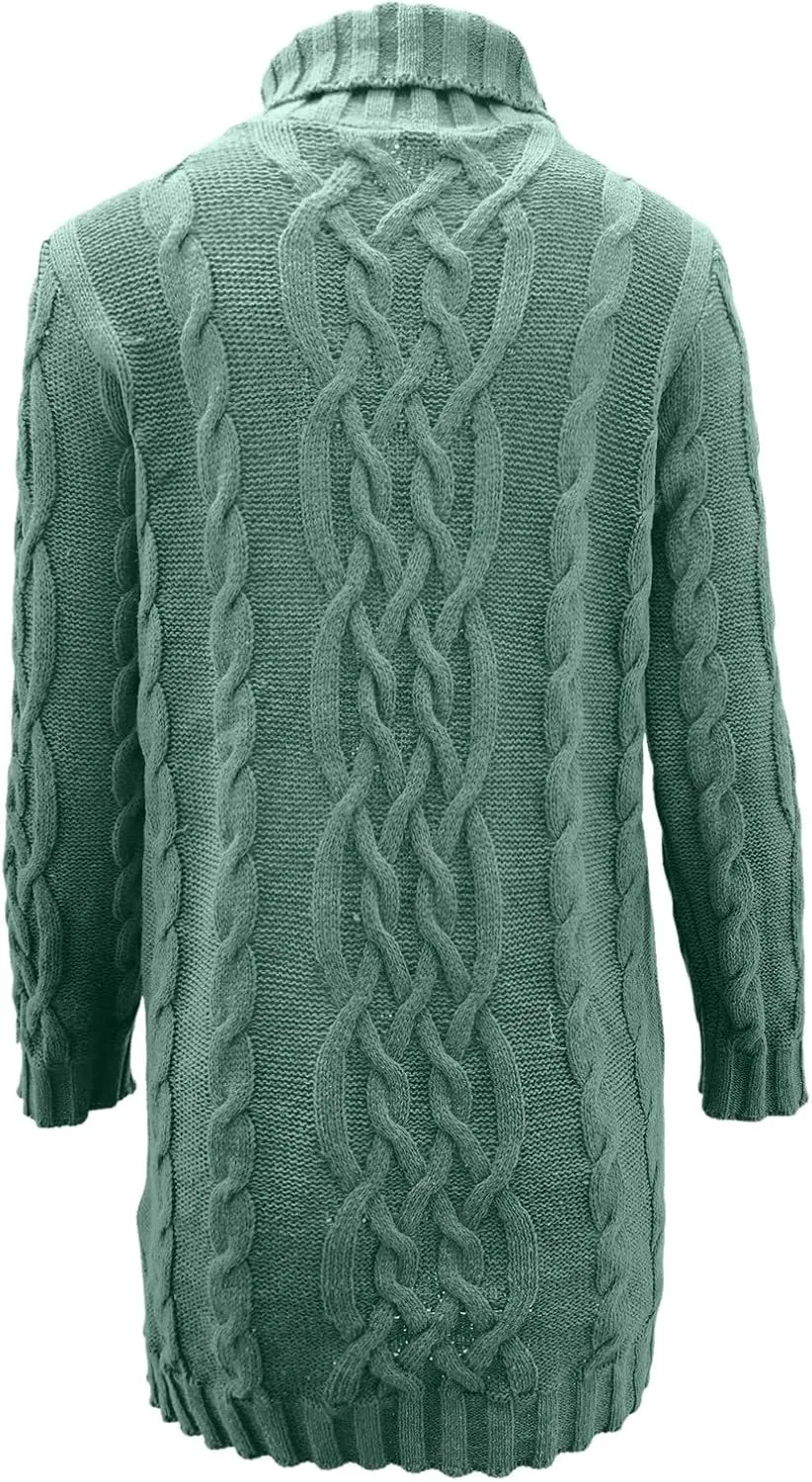 Womens Cable Knit Sweater Dress Turtleneck Long Sleeve Pullover Jumper Dresses Slim Fit Chunky Sweaters Fall Winter