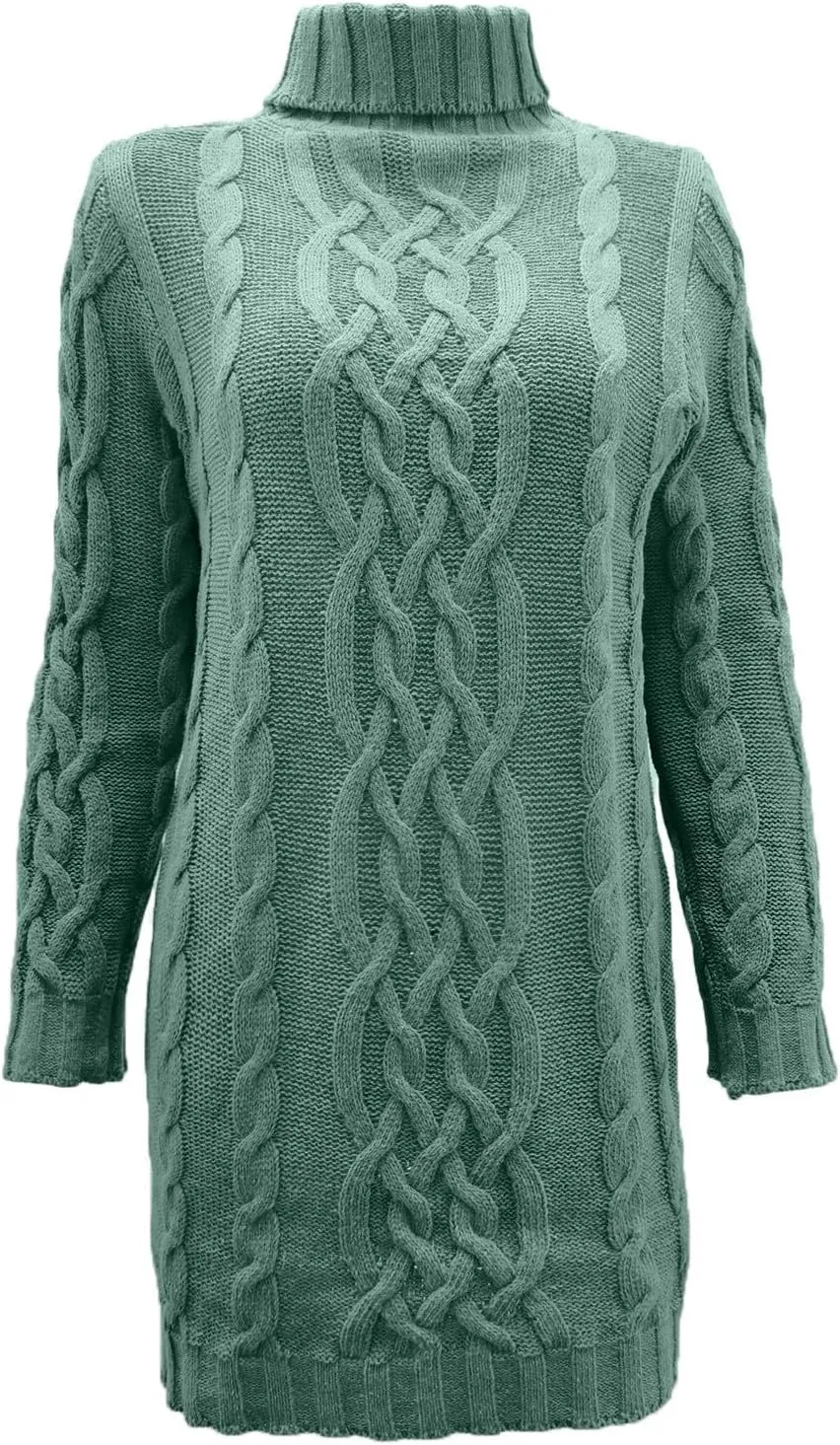 Womens Cable Knit Sweater Dress Turtleneck Long Sleeve Pullover Jumper Dresses Slim Fit Chunky Sweaters Fall Winter