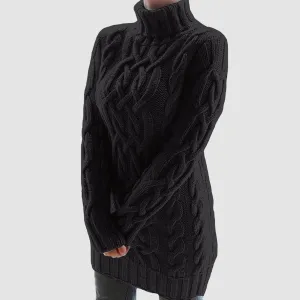 Womens Cable Knit Sweater Dress Turtleneck Long Sleeve Pullover Jumper Dresses Slim Fit Chunky Sweaters Fall Winter