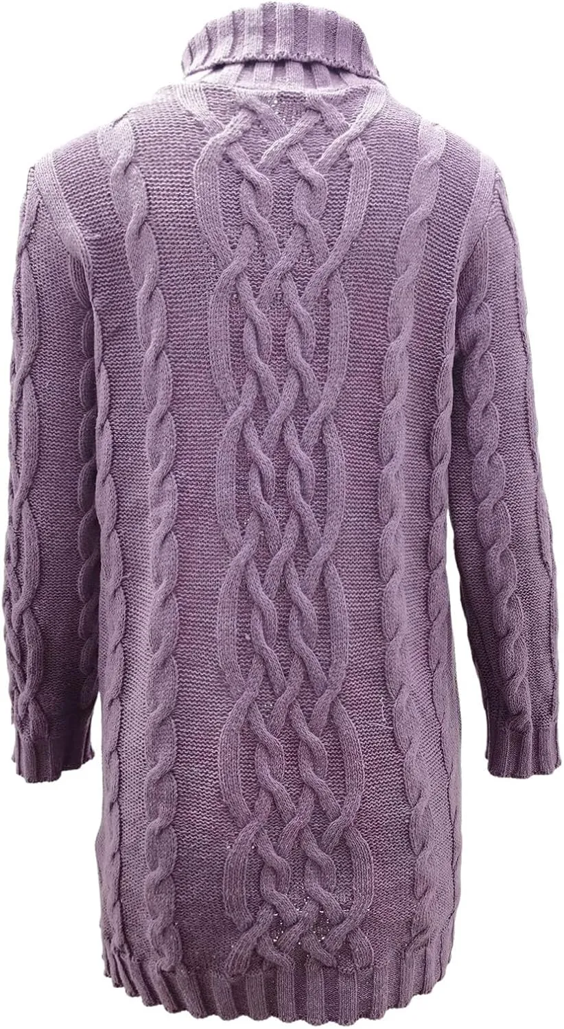 Womens Cable Knit Sweater Dress Turtleneck Long Sleeve Pullover Jumper Dresses Slim Fit Chunky Sweaters Fall Winter