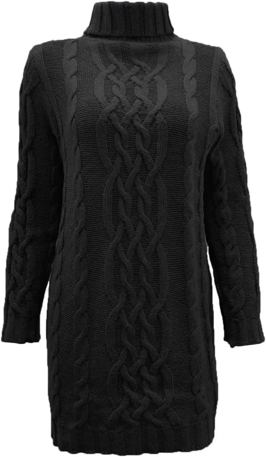 Womens Cable Knit Sweater Dress Turtleneck Long Sleeve Pullover Jumper Dresses Slim Fit Chunky Sweaters Fall Winter