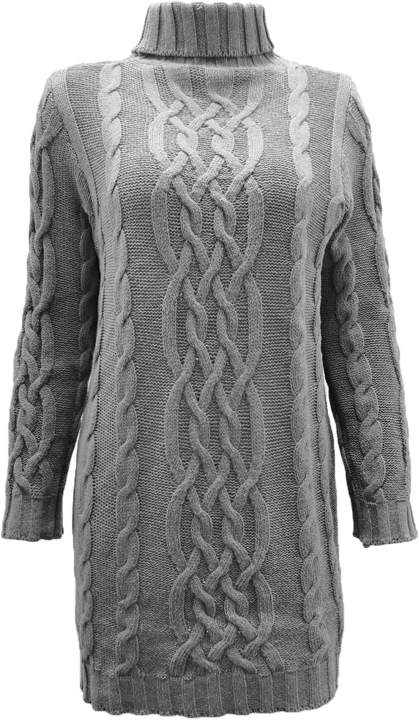 Womens Cable Knit Sweater Dress Turtleneck Long Sleeve Pullover Jumper Dresses Slim Fit Chunky Sweaters Fall Winter