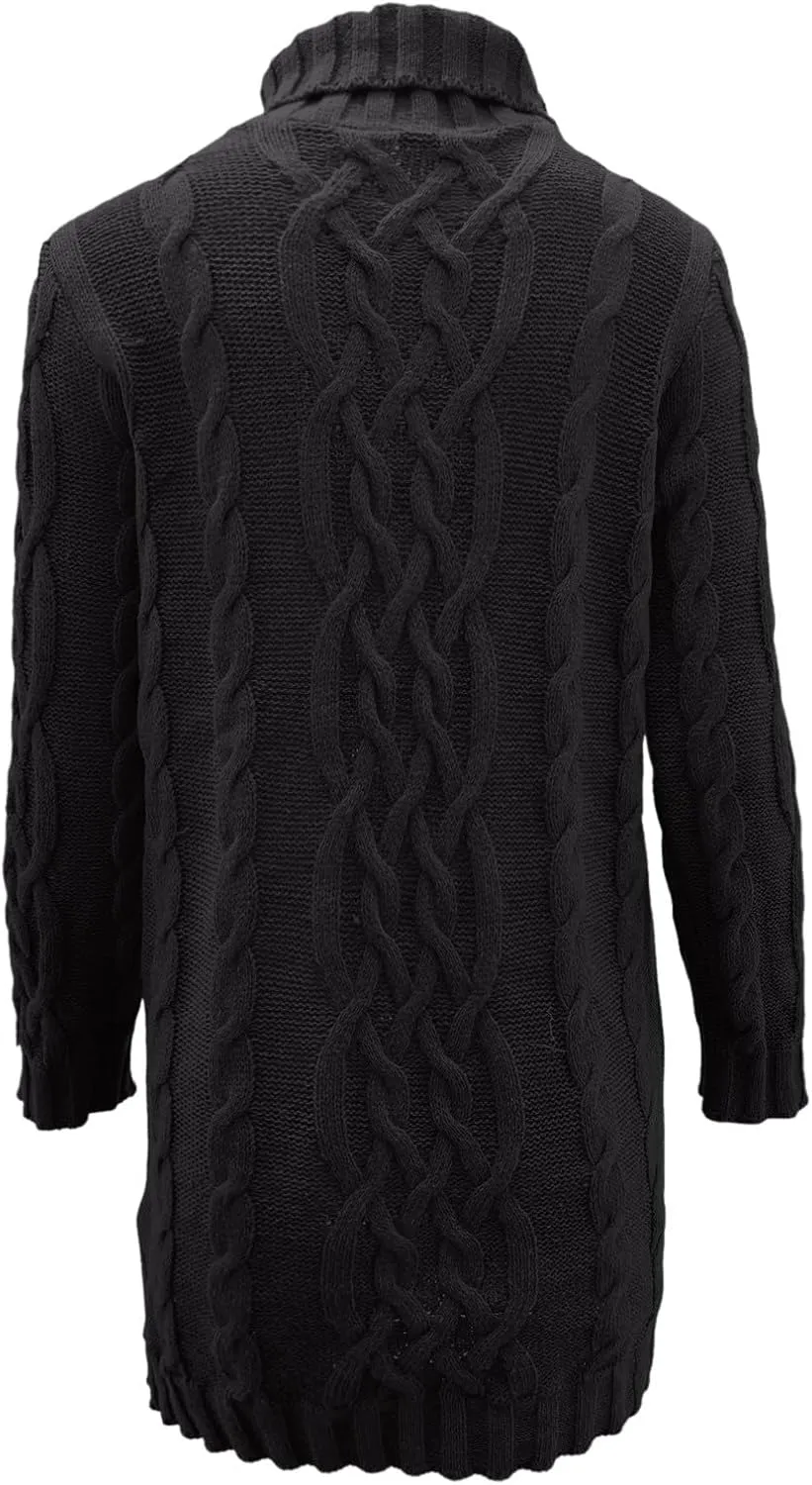 Womens Cable Knit Sweater Dress Turtleneck Long Sleeve Pullover Jumper Dresses Slim Fit Chunky Sweaters Fall Winter