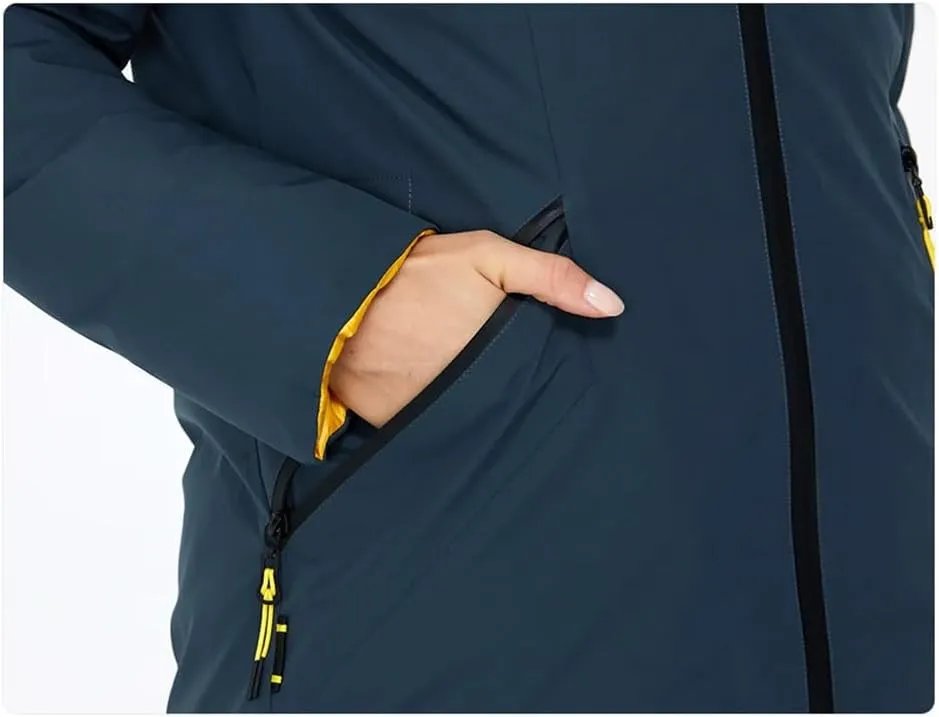 Women's Casual Warm Down Jacket Winter Black Hooded Long Thicken Puffer Parka Coat With Pockets
