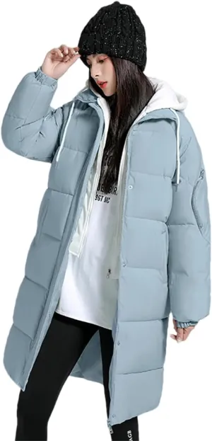Women's Cotton Padded Snow Parkas Jacket Winter Long Thick Puffer Spliced Hooded Down Coat