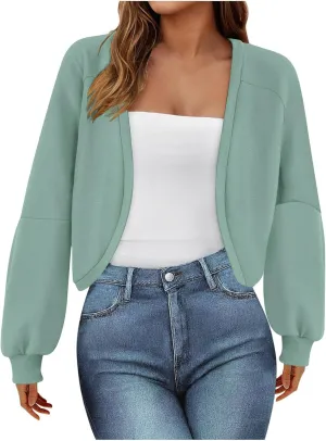 Womens Cropped Hoodies Fleece Coat Sweatshirts Long Sleeve Jackets Hooded Cardigan Sweaters 2024