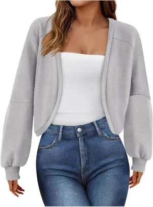 Womens Cropped Hoodies Fleece Coat Sweatshirts Long Sleeve Jackets Hooded Cardigan Sweaters 2024