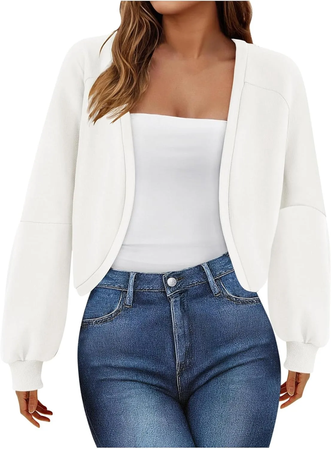 Womens Cropped Hoodies Fleece Coat Sweatshirts Long Sleeve Jackets Hooded Cardigan Sweaters 2024