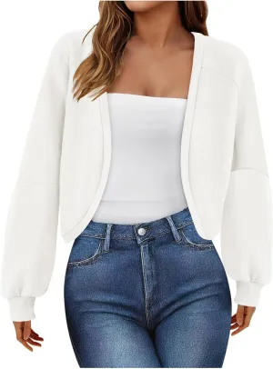 Womens Cropped Hoodies Fleece Coat Sweatshirts Long Sleeve Jackets Hooded Cardigan Sweaters 2024