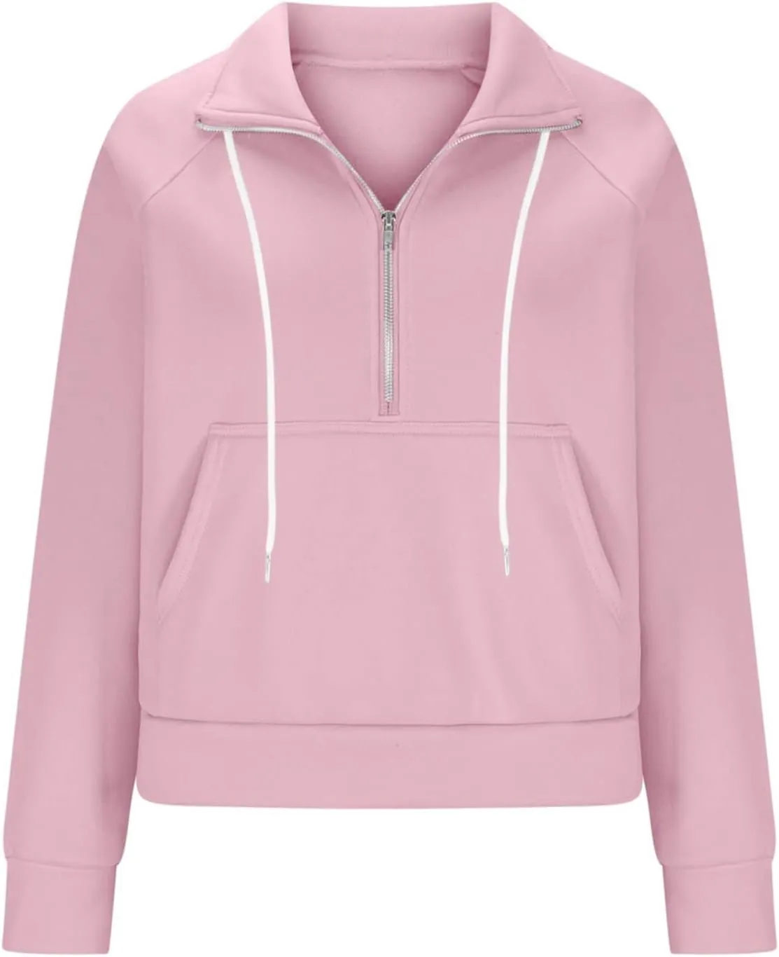 Womens Cropped Hoodies Half Zip Fleece Sweatshirts Oversized Drawstring Pullover Fall Outfits with Thumb Hole