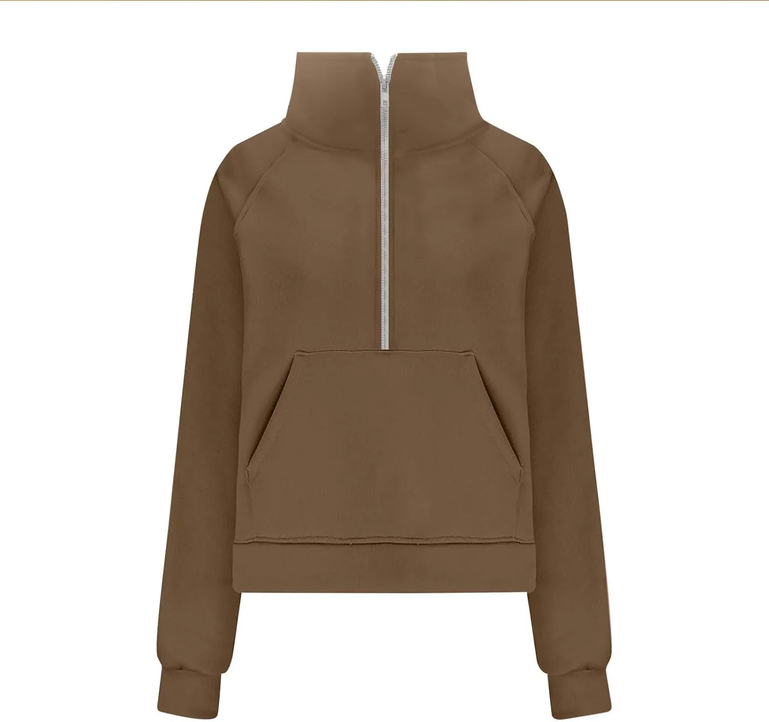 Women's Cropped Hoodies Half Zip Thumb Hole Fleece Sweatshirt Oversized Casual Pullover Athletic Workout Tops